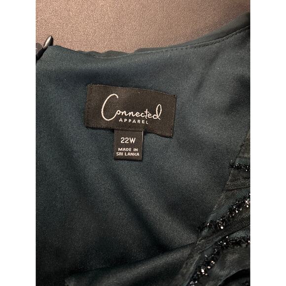 Connected Apparel Formal Dress Women’s Size 16W Green Sequin Cape Event Occasion - Picture 5 of 11